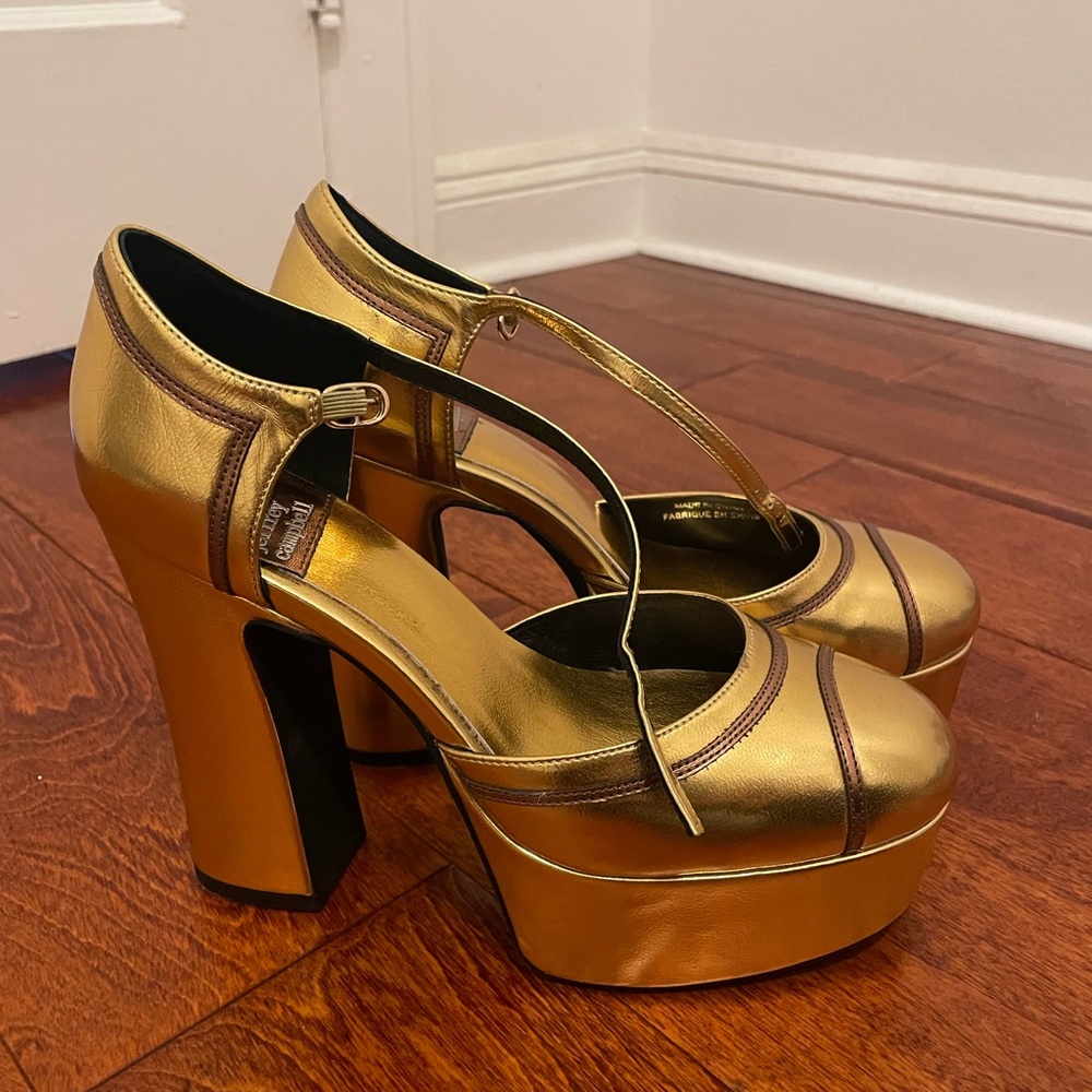 Jeffrey Campbell Gold Metallic Platform Heels